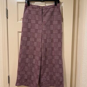 Good Luck Gem Plaid Wide Leg Pants - Burgundy and White